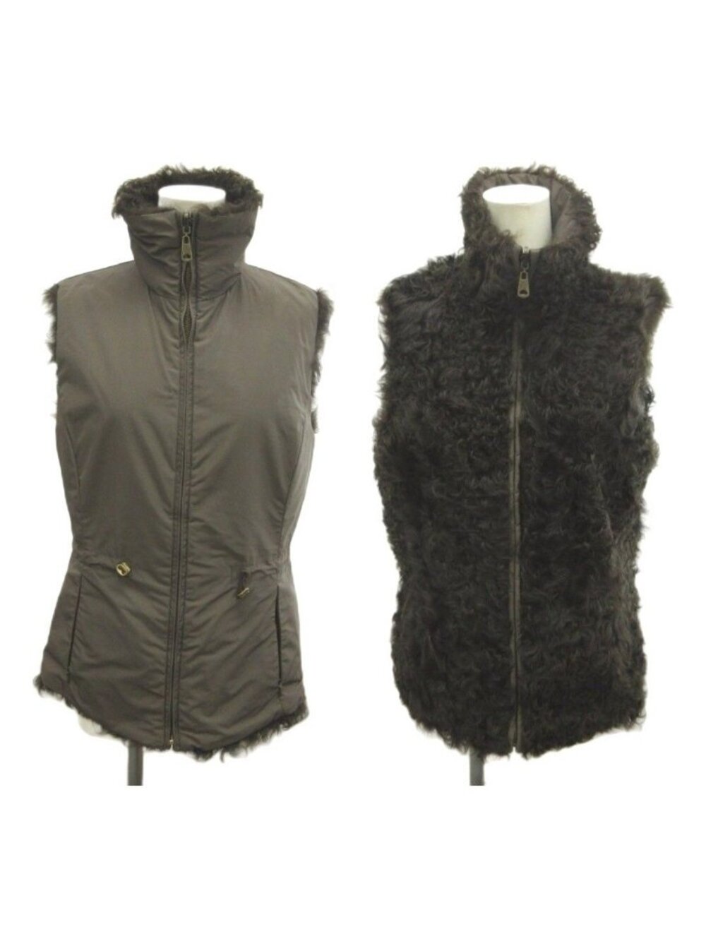 Max Mara Weekend Line Shearling Vest Reversible Farum Sheepskin Dark Brown 40